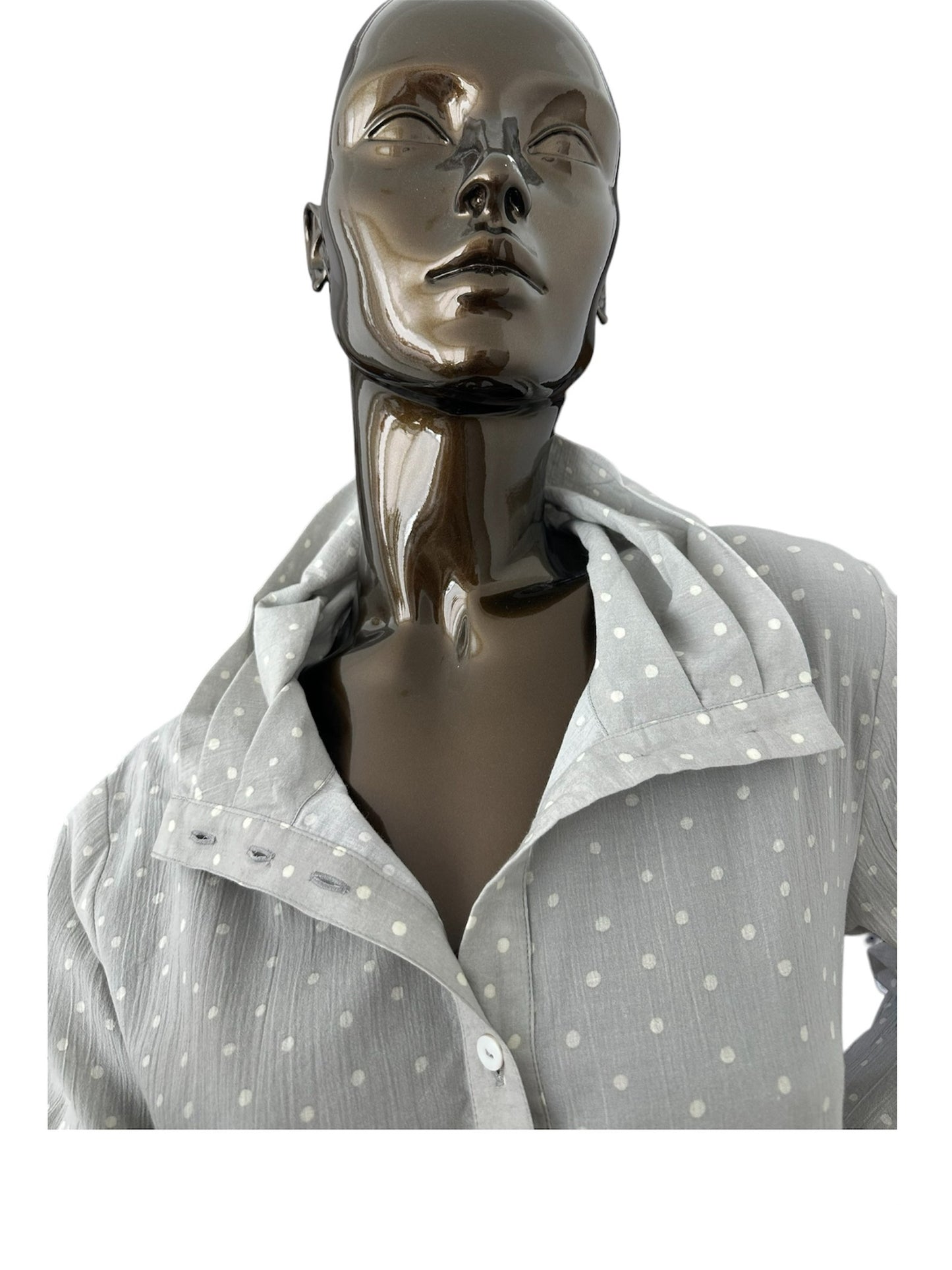 Polka Dot Cotton Shirt with Button Closure